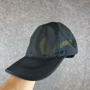Nike Featherlight Dri-fit Aerobill Black Big Swoosh Adjustable Panel Hat Cap